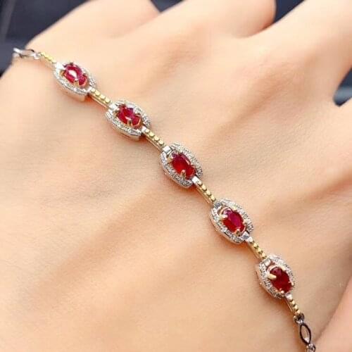 Luxury New Design Natural and Real Fashion Ruby Bracelet 925 Sterling Silver Ruby Bracelet