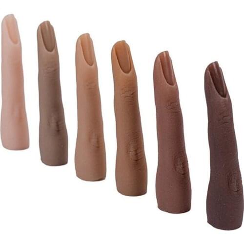 Silicone Nail Art Training Hand Mannequin Fake Finger Natural Nail Tips Manicure Tool Practice Model Finger Bendable 10PC B059