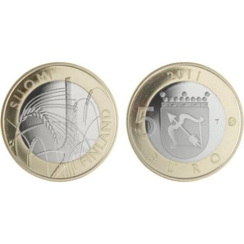 Unc 100% Original Coins Real Euro Coin Finland 2011 Regional Series Savonia 5 Euro Bimetallic Commemorative Coin