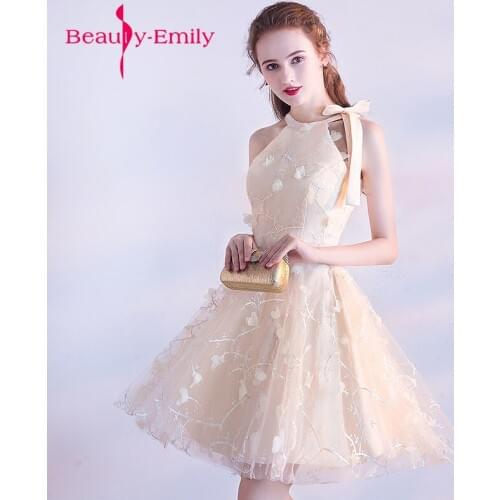 Champagne Evening Dress 2018 graduation sweet flower evening gowns Formal Dress Custom Homecoming Dresses Robe De Soiree