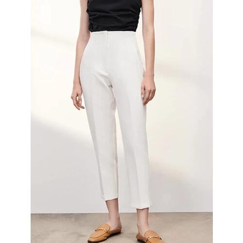 2021 Women Za Spring Autumn Trouser Suits High Waisted Pants Women Fashion Office Blue Pants Chic Button Zip Casual Famale Pants