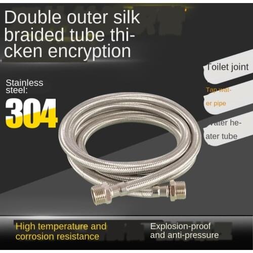 1/2IN 304 Stainless Steel Braided Inlet Hose Faucet Water Heater Cold and Hot Water Supply Pipe Metal Connection Pipe