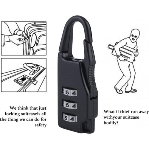 1 pc New Security 3 Combination Travel zinc alloy Suitcase Luggage Bag Jewelry Boxes Tool Chests Code Lock Zipper Padlock