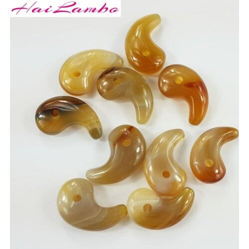 10pcs HaiLambo Natural Agates Stone Hand Carved Magatama Beads Comma Pendant Classic Amulet Jewelry Bead Pendants for Gift GY03