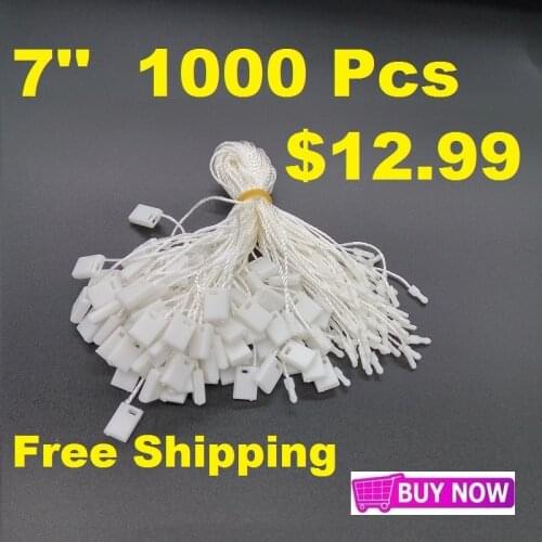 1000 Pieces/Lot 7" White Hang Tag Nylon String Snap Lock Pin Loop Fastener Hook Ties Free Shipping