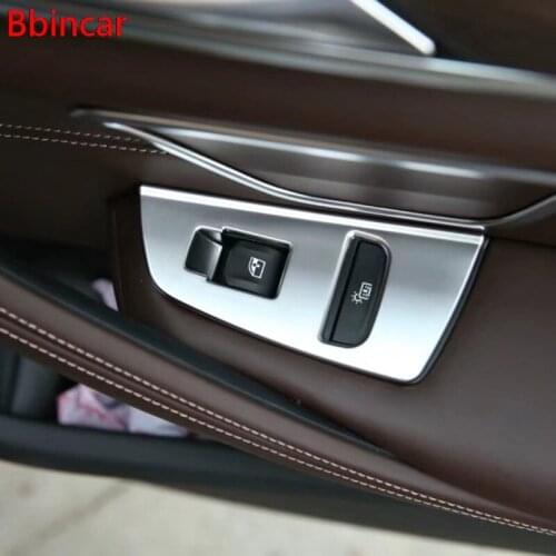 Bbincar ABS Chrome Car Interior Inner Door Armrest Window Lift Switch Button Cover Trim 4PCS For BMW 5 Series G30 2017 2018
