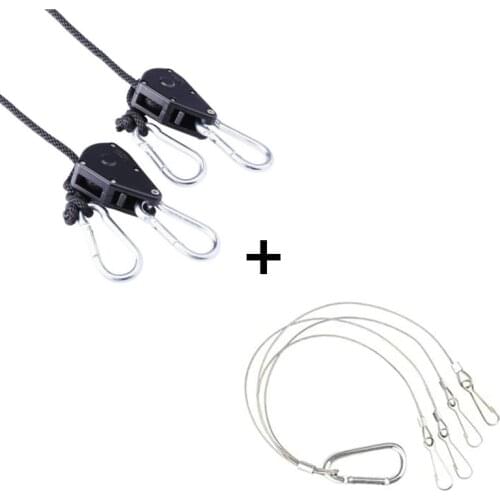 Free Shipping 1 Pair 1/8 Inch 8-Feet Long Heavy Duty Adjustable Rope Clip + Stainless Steel Hanger Holders for Grow Lights