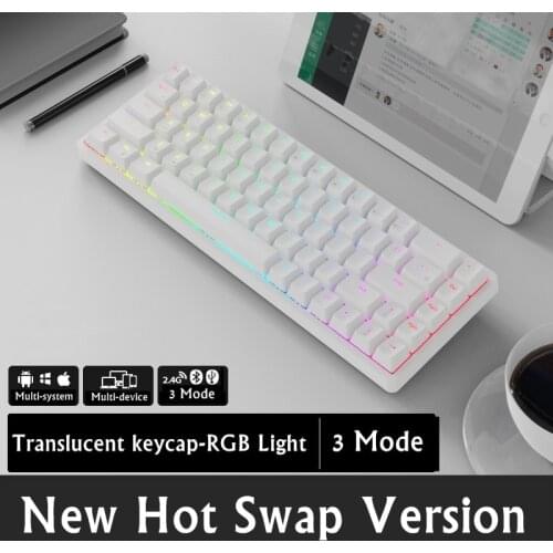 NEW HOT SWAP RK G68 Rechargable Bluetooth Wireless/2.4Ghz/Wired Three-Mode Mechanical Keyboard For PC Notebook,RK/KAILH BOX Axis