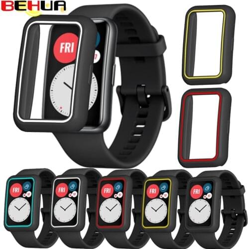 Cover For Huawei Watch Fit Case TPU Soft Bumper Shell Smart Watch Protective Frame For Huawei Fit Band Strap Accessories Cases