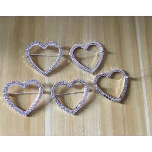 CJSIR 10Pcs 48x40mm Heart Big Buckle Chair Sash Buckles Made Of AAA Rhinestone 40mm Bar Wedding Party Decor