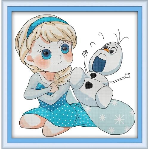 Everlasting Love Lovely Girl (2) Chinese Cross Stitch Kits Ecological Cotton Clear Printed 11CT Christmas DIY Wedding Decoration