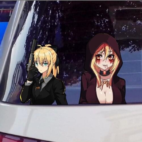 Cool Quadratic Element Anime Beautiful Girl Waterproof Reflective Whole Body Car Stickers