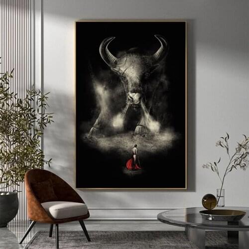 Matador Bull Fight Art Canvas Paintings Modern Posters and Prints Abstract Wall Art Pictures for Living Room Home Decor Unframed