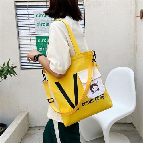Korean Trendy Canvas Handbags 2021 New Junior High School Students Shoulder Bag Female Large-capacity Portable Messenger Bag