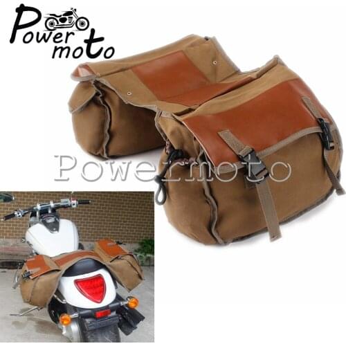 Motorcycle Bags Saddlbag Canvas Stroage Bag Luggage Bags Side Saddle Bag for Harley Sportster Honda CTX Shadow 750 Suzuki DR 650