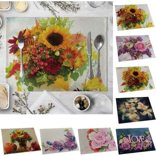 42x32cm Sunflower Campanula painting Non-slip waterproof Heat Insulation Placemat Table Protact Pad Mats