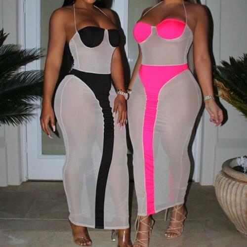 2021 New summer holidays Maxi Beach Dress sexy women see through Bikini swimwear Cover Up Swimsuit Beachwear cover-ups