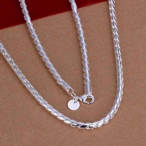 Wholesale silver plated Necklaces & Pendants,925 Jewelry silver,Twisted Rope Chain Necklace SMTN012