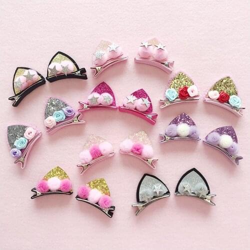 A Pair Cute Baby Children Cat Ear Hairpin Korean Adult Headwear Anchor INS Girls Hair Accessories Side Clip Bangs Loverly