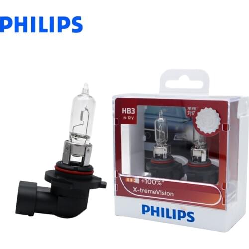 Philips 9005 HB3 12V 60W X-treme Vision Car Headlight Bright Halogen Fog Lamps ECE Original 100% More Vision 9005XV S2, Pair