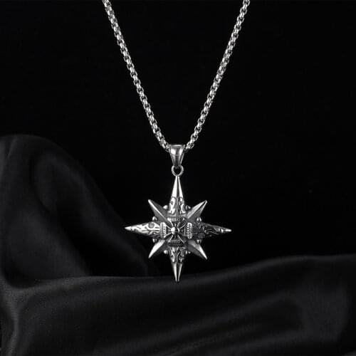 316L Stainless Steel Fashion Popular Creative Eight-pointed Star Pendant Personality Trendy Simple Cross Men and Women Universal
