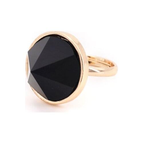 SRCOI Black Color Obsidian Stones Adjustable Metal Open Ring 2020 New Fashion Alloy Finger Ring Women Party Wedding Jewelry