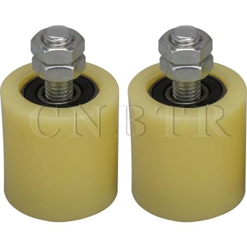 CNBTR 2PCS 50x50mm Yellow Silver PP Steel Flat Roller Bearing Guiding Wheel 6201 M12 Screw for Electric Door Sliding Gate