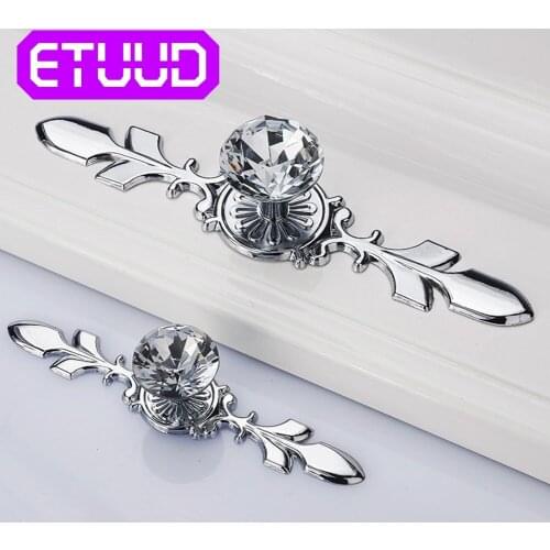 Luxury Diamond Crystal Handles Shoebox Cabinet Handles Closet Door Drawer Knobs Wardrobe Pulls Pullers With Screws Hardware