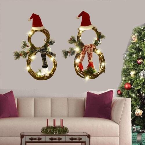 Christmas Wreath Charm Led Wreath Charm Xmas Tree Hanging Decoration New Year 2022 Vine Circle Grey Scarf Windows Door Decor