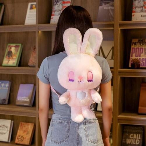 1pc 50CM Lovely Rabbit Backpack Plush Toys Stuffed Soft Animal Rabbit School Bag kawaii Birthday Gifts for Children Baby Girls