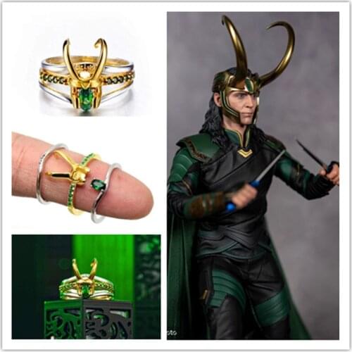 New Movie Loki Cosplay Superhero Three In One Rings Earrings Metal Alloy Stacking Unisex Jewelry Gift Ring Props