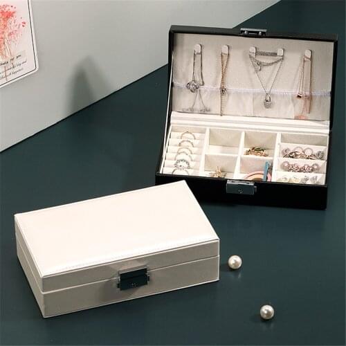 Nordic PU Leather Jewelry Box Lady Bracelet Ring Storage Case Multifunction Dressing Table Earring Necklace Organizer Boxes