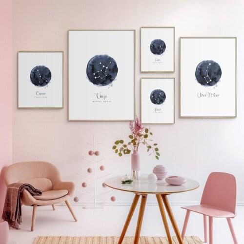 Constellation Nursery Wall Art Canvas Poster Prints Zodiac Minimalist Watercolor Painting Nordic Children Decoration Picture