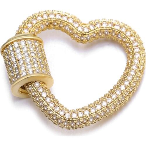 Heart-shaped Cubic Zirconia Clasps For Handmade Woman Pearls Necklace Bracelet Clasps Accessories For DIY Jewelry Making Supplie