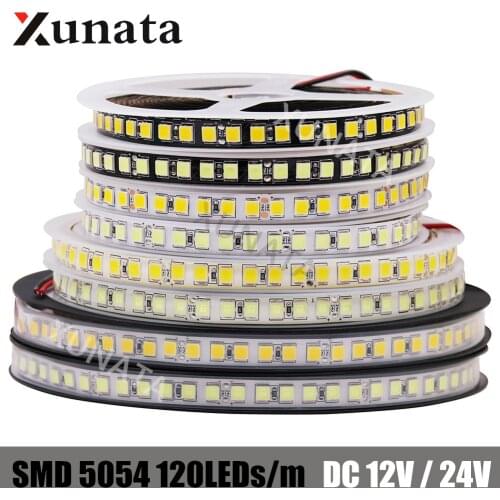DC 24V 12V 5054 LED Strip Waterproof Cool White /Warm White Whtie/Black PCB 120LEDs/m Flexible Tape LED Light Strip 5m