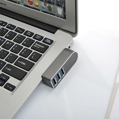 High Speed Aluminum Alloy Mini 3 Port USB 3.0 Hub Rotate USB Splitter Adapter for PC Laptop