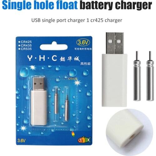 USB Single/Dual Hole Charger Electric Fishing Floats Rechargeable CR425 Battery for LED Fishing Buoy Tackle Accessories