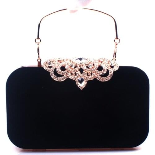 Rhinestone crystal diamond fashion luxury velour women day clutch small purse bag with shoulder chain handbag free shipping