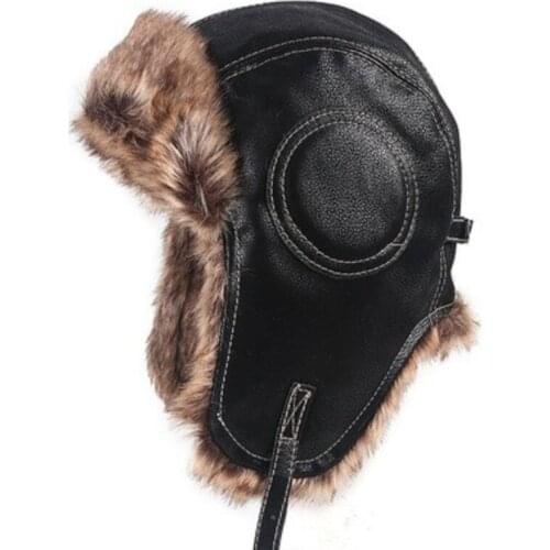 Winter hat mens womens aviator catcher hat faux fur snow hat with earmuffs