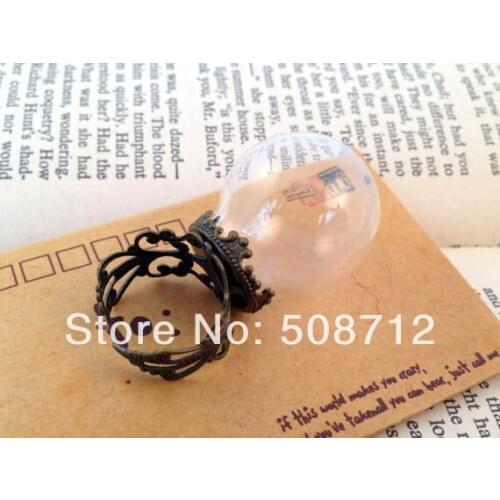 20sets Clear Globe Glass Bottle Ring DIY Antique Bronze Ring Base Terrarium Bottle Ring Apothecary Bottle Anitique Style