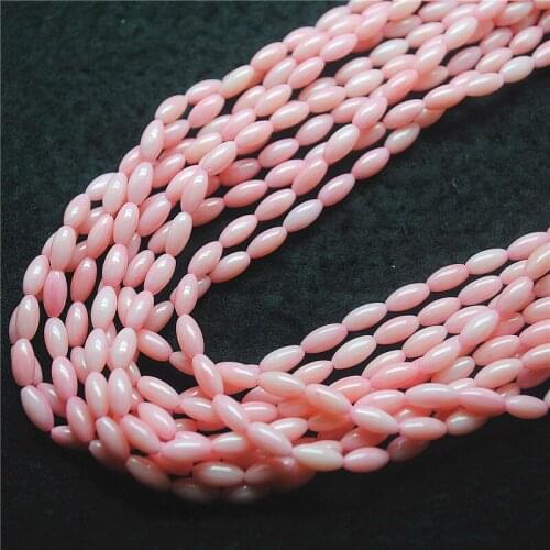 48PCS Pink Coral Beads Loose DIY Jewelry Accessories Rice Shape 4X8MM For Womens Bracelets Making Findings Free Shippings
