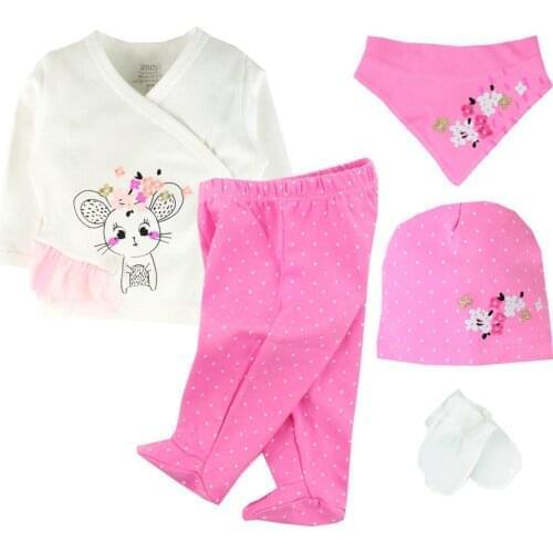Baby Girl Boy Babies Newborn Clothing 5-pcs Hospital Outlet Custom Fabric Antibacterial Babies Healthy Safe Outfit Sets Dresses