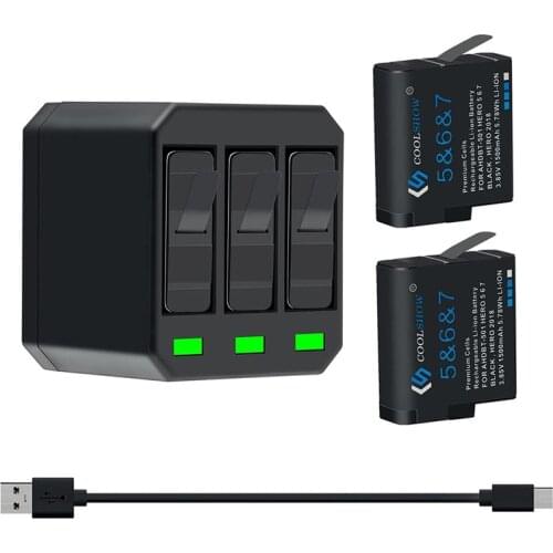 AHDBT-501 Battery 1500mah / AHDBT501 Dual Ports USB Charger 4.2V for GoPro Hero 6 5 Standard Battery 501 For Gopro Hero 5 6 7