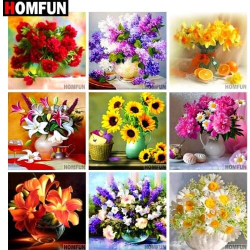 HOMFUN Full Square/Round Drill 5D DIY Diamond Painting "Colorful flowers" 3D Embroidery Cross Stitch 5D Home Decor Gift