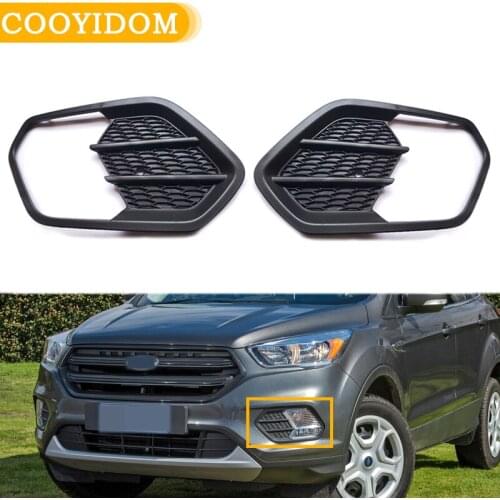 Car Left Right Front Bumper Fog Light Lamp Frame Grille Cover For Ford Escape Kuga 2017-2019 Chrome Front Fog Light Trim Cover