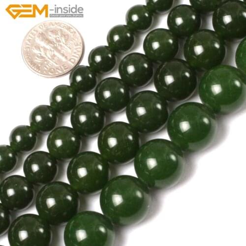 Gem-inside 4-14mm Round Smooth Taiwan Jades Stone Beads For Jewelry Making 15inches DIY Jewellery Christmas Gift