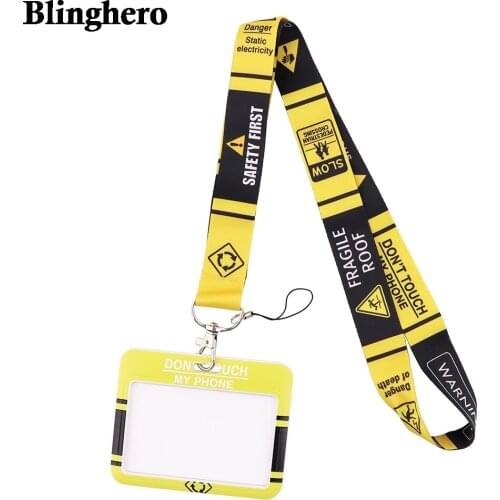 CB653 Warning Sign Lanyards Cool Neck Strap Phone Buttons ID Card Badge Holder Lanyard For Keys DIY Hanging Rope Lanyards