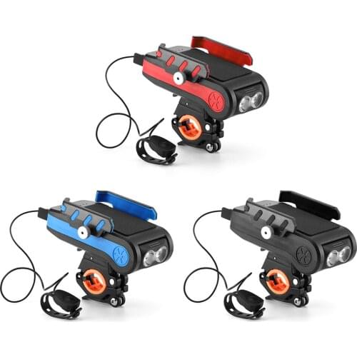 2x T6 LED Bicycle Headlight Bicycle Light Bicycle Accessories Mountain Bike Adjustable Mobile Phone Holder Horn