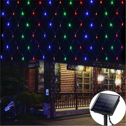 2X3M 204Leds Solar powered Led Net Mesh String Light Home Garden Window Curtain Decoration lights for Christmas Wedding