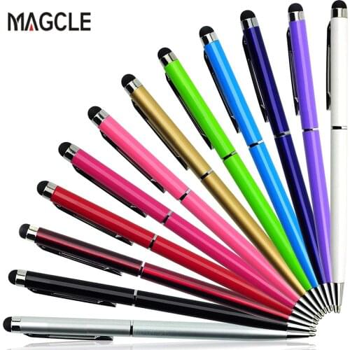 Hot!10pcs/Pack Universal 2 in 1 Touch Screen Stylus Pens for iPad iPhone Samsung Tablet / All Mobile Phones /Tablet PC + Zip Bag